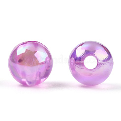 透明なアクリルビーズ  ab色メッキ  ラウンド  蘭  8mm  穴：2mm&nbsp;X-MACR-T046-01D-06