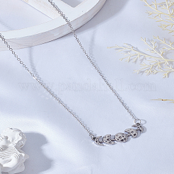 女性用合金ムーンペンダントネックレス1個  プラチナ  20.16インチ（51.2cm）&nbsp;NJEW-LP0003-12