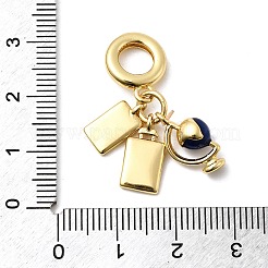 真鍮エナメルのカラフルなヨーロッパ風ダングルチャーム  グローブラゲッジカード用大穴ペンダント  18KGP本金メッキ  30mm  穴：6mm&nbsp;KK-C138-10G