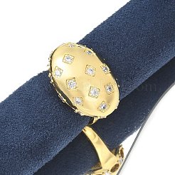 真鍮マイクロペーブクリアキュービックジルコニアカフリング  女性用オーバルリング  ゴールドカラー  23.5x17.5mm  内径：17mm&nbsp;LS-RJEW-M029-04G