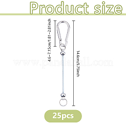アルミクライミングカラビナ25個  ビーズ付き鉄製キー留め  銀  146mm&nbsp;AJEW-DC0001-96