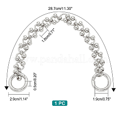 合金バッグハンドル  スプリングゲートリング付き  財布作り用品  プラチナ  28.7cm&nbsp;DIY-WH0304-124P