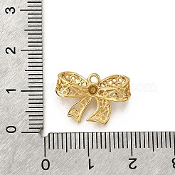 925スターリングシルバーペンダント  中空の蝶結びチャーム  ゴールドカラー  12x17.5x4.5mm  穴：1.4mm&nbsp;STER-P067-05G