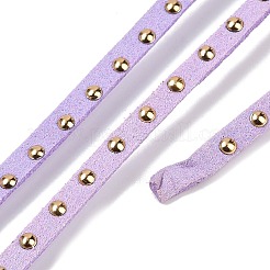スエード調コード  ゴールデントーン合金リベット付き  パンクロックジュエリーには  ライラック  5x2.5mm  約5.46ヤード（5m）/ロール&nbsp;LW-Q016-5mm-1172