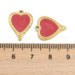 304ステンレススチール、エナメルペンダント  ハート  イオンプレーティング（ip）  ゴールドカラー  レッド  17.5x13.5x2.5mm  穴：1.5mm&nbsp;STAS-Z166-17G-04