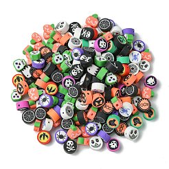 200個 2スタイル ハロウィン 手作りポリマー粘土ビーズ  混合形状  ミックスカラー  8.5~9.5x4.5mm  穴：1.3~1.5mm  100個/スタイル&nbsp;CLAY-CJ0001-86
