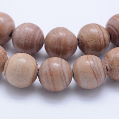 天然の赤いライン碧玉ビーズ連売り  ラウンド  8mm  穴：1mm  約47個/連  14.8インチ（37.6cm）&nbsp;G-F531-8mm-N