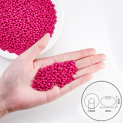 ベーキングペイントガラスのシードビーズ6/0  カメリア  4~5x3~4mm  穴：1~2mm  約1600個/袋&nbsp;SEED-OL0002-09-4mm-06