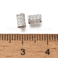 スターリングシルバーマイクロパヴェクリアキュービックジルコニアビーズ925個  コラム  プラチナ  5.3x3.5x3.5mm  穴：1mm&nbsp;STER-M018-12P
