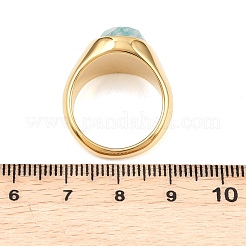 304ステンレススチール製天然アマゾナイトの指輪  ラウンド  ゴールドカラー  3.5~13mm  内径：17.4mm&nbsp;RJEW-F203-02G-03