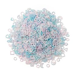 100g スプレーペイント ABS プラスチック カボション  スター＆スクエア＆リング＆ハート＆蝶結び  ブルー  10~15x10~18.5x2~3mm&nbsp;KY-CJ0001-67