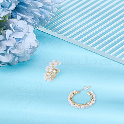 フラワー合金スタッドピアス1組  花  銀針とプラスチック  ゴールドカラー  26x22x6mm&nbsp;EJEW-LP0007-087