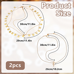 真鍮とラインストーンのヘッドチェーン2個  ゴールドカラー  310~330mm&nbsp;OHAR-DR00001