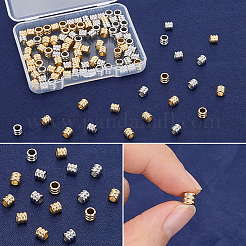 120個 2色 201ステンレスビーズ  コラム  本金メッキ&ステンレススチールカラー  5x4.5mm  穴：3mm  60個/カラー&nbsp;STAS-SP0002-12