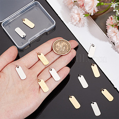 12個2色201ステンレスペンダント  手動研磨  長方形  空白タグのスタンプ  ミックスカラー  20x8x1mm  穴：3.5mm  6個/カラー&nbsp;STAS-UN0057-04