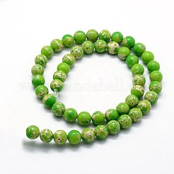 合成インペリアルジャスパービーズ連売り  染め  ラウンド  ライム  8mm  穴：0.8mm  約47個/連  14.96インチ（38cm）&nbsp;G-I199-35-8mm-C