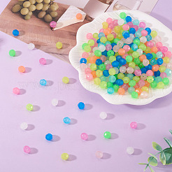 蓄光PSプラスチックビーズ500個  暗闇で光る  ミックスカラー  ラウンド  8mm  穴：1.9mm&nbsp;FIND-TA00009-13A