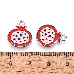 フルーツ合金エナメルチャーム  ザクロ  プラチナ  ショッキングピンク  17x14x1.5mm  穴：1.6mm&nbsp;PALLOY-S058-01P-14