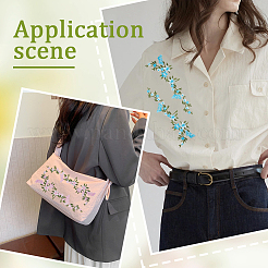 2組 2色の花柄ポリエステル刺繍布 縫い付けアップリケ  ミシンクラフト装飾  ミックスカラー  255x98x1mm  1ペア/カラー&nbsp;PATC-GF0001-59B