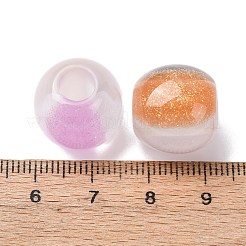 グリッターパウダー入り不透明樹脂、ヨーロピアンビーズ  丸い大きな穴ビーズ  ミックスカラー  16x14.5mm  穴：6mm&nbsp;RESI-G119-04