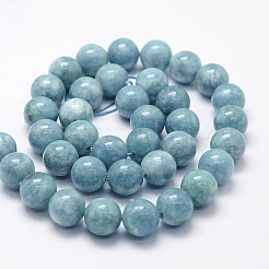 天然な白い翡翠模造アマゾナイトビーズ連売り  ラウンド  染め  8mm  穴：1mm  約48個/連  15.1インチ&nbsp;X-G-F364-16-8mm