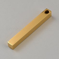 ステンレススチールペンダント  長方形のチャーム  ゴールドカラー  39.5x4.5x4.5mm  穴：3mm&nbsp;STAS-WH0036-40G