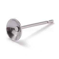 変色しない304ステンレススチールスタッドピアスセッティング  コーン  ステンレス鋼色  5x0.3mm  直径：5mm  トレイ：4mm  ピン：0.7mm&nbsp;STAS-J031-12