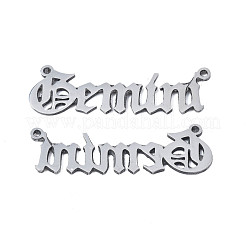 変色しない304ステンレススチールコネクタチャーム  言葉  双子座  10x32x1mm  穴：0.8mm&nbsp;STAS-N095-136I