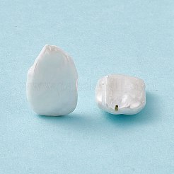 バロック天然ケシパールビーズ  長方形  貝殻色  23~25.5x15.5~16x7~8mm  穴：0.8mm&nbsp;PEAR-N020-K09