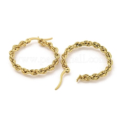 女性用304ステンレススチールイヤリング  ラウンド  ゴールドカラー  30x4mm&nbsp;EJEW-E305-08G