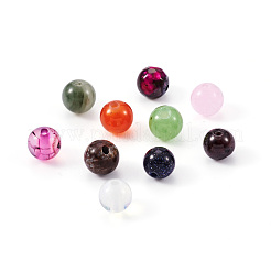 450個18色の天然および合成宝石ビーズ  ラウンド  5.5~6.5mm  穴：0.8~1mm  25個/カラー&nbsp;G-YS0001-10
