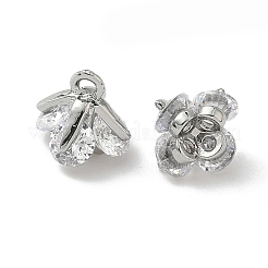 真鍮製マイクロパヴェキュービックジルコニアペンダント  花  プラチナ  8.5x8.5x8.5mm  穴：1.4mm&nbsp;KK-S350-14P