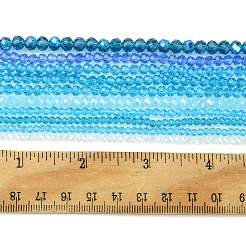 電気メッキガラスビーズセット  混合スタイル  ディープスカイブルー  2~6x2~5mm  穴：0.4~1mm  1連/スタイル&nbsp;EGLA-FS0001-42A