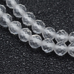 天然石クオーツクリスタルビーズ連売り  ロッククリスタルビーズ  多面カット  ラウンド  2~2.5mm  穴：0.5mm  約165個/連  15.35インチ（39cm）&nbsp;G-E411-28-2mm