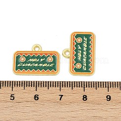 シンコ・デ・マヨテーマ合金エナメルペンダント  ゴールドカラー  ホーリーワカモレという言葉  長方形  14x20x1mm  穴：1.6mm&nbsp;ENAM-V001-05J-G