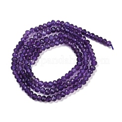 天然石アメジストビーズ連売り  多面カット  ロンデル  3x2mm  穴：0.8mm  約146個/連  15.35インチ（39cm）&nbsp;G-F778-A04-01