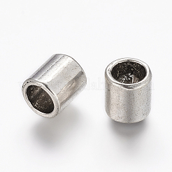 チベット風合金ビーズ  カドミウムフリー＆鉛フリー  コラム  アンティークシルバー色  9x8mm  穴：6mm&nbsp;X-TIBEP-A101917-AS-LF