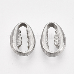 変色しにくい304ステンレススチール製リンクリング  カウリーシェルシェイプ  ステンレス鋼色  11.5x8x3mm  内径：9.5x2mm&nbsp;STAS-N087-02A