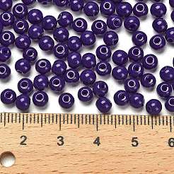 不透明色のガラスシードビーズ  ラウンド  インディゴ  4.5x3.5mm  穴：1mm  約4500個/ポンド&nbsp;SEED-C001-02B-01