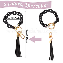 合金装飾付きアクリル2色2個  イミテーションレザーペンダント  ミックスカラー  148mm  1pc /カラー&nbsp;DIY-GO0002-09