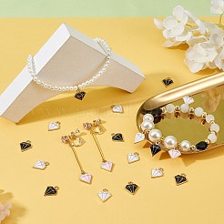 合金エナメルチャーム  ダイモンド  ライトゴールド  ホワイト  15x11.5x2.5mm  穴：1.8mm  10個/箱&nbsp;ENAM-SZ0003-02A