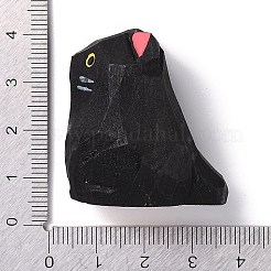猫の形の木製置物  ホームオフィスの卓上装飾用  ブラック  26.5x33x35mm&nbsp;DJEW-G043-01E