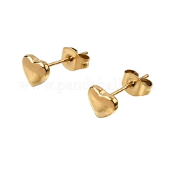 女性用304ステンレススチールスタッドピアス  ゴールドカラー  ハート  6x7mm&nbsp;EJEW-G459-01C-G