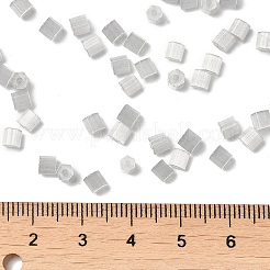 ガラスシードビーズ  模造キャットアイ  丸い穴  六角  銀  3.5x3.8x3.5mm  穴：1mm  約140個/10g&nbsp;X1-SEED-H002-D-A819