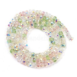 電気メッキガラスビーズセット  ロンデル  多面カット  薄緑  4x3mm  穴：1mm  約146~148個/連  15.83~15.98''（40.2~40.6センチメートル）&nbsp;X-EGLA-B011-04A-04