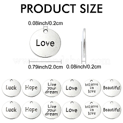30pcs6スタイルチベットスタイルアロイペンダント  単語とフラットラウンド  アンティークシルバー  19.5~20mm  穴：2mm  5個/スタイル&nbsp;FIND-YW0004-86