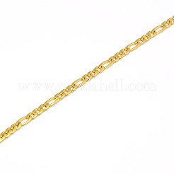 イオンプレーティング（IP）304ステンレススチールフィガロチェーンネックレス作り  18KGP本金メッキ  17.91インチ（45.5cm）  3mm&nbsp;STAS-K168-03G