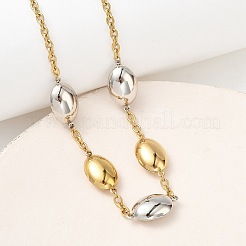 ツートンカラーの304ステンレススチール製オーバルリンクチェーンネックレス（女性用）  本金メッキ&ステンレススチールカラー  16.73インチ（42.5cm）&nbsp;NJEW-A074-10GP
