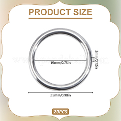 304ステンレススチール製リンキングリング20個  丸いリング  ステンレス鋼色  25x3mm  内径：19mm&nbsp;STAS-DR0001-13