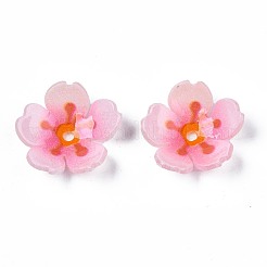 プラスチックビーズ  花  パールピンク  17~17.5x18x4.5mm  穴：1.6mm&nbsp;KY-N015-56A